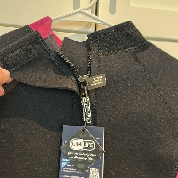 Gimilife Neoprene 3MM Full Body Wetsuit Black Pink Back Zip Women’s size M NEW - Picture 5 of 16